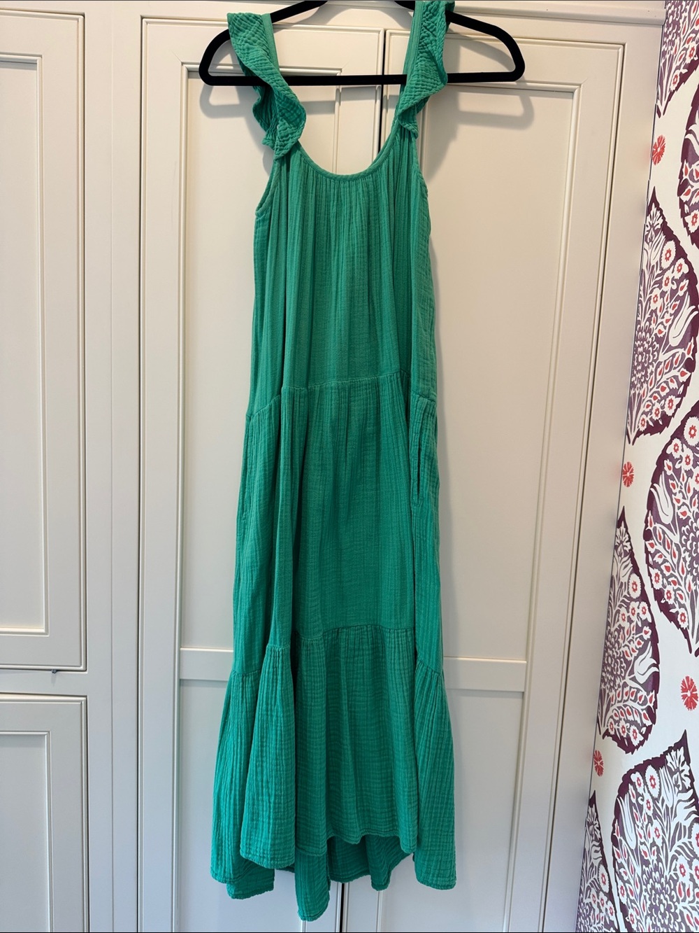 XiRENA Teal Green Ruffle-Strap Maxi Dress